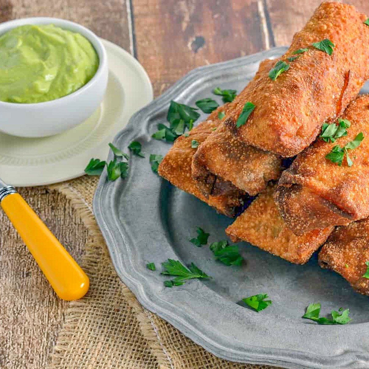 pulled pork and gouda egg rolls