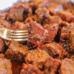 a close up of burnt ends