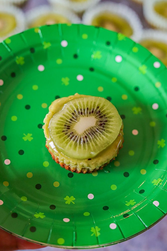 matcha dessert a green paper plate