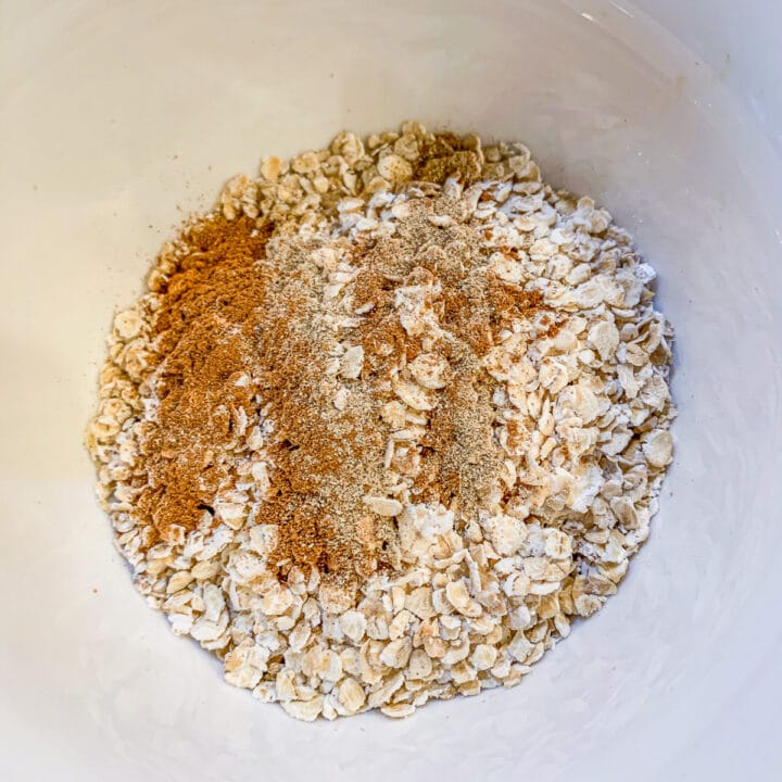 a bowl of uncooked oats covered with spices