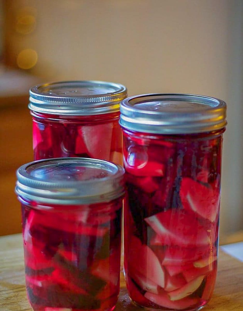 Delicious Middle Eastern Pickled Turnips using beets for color