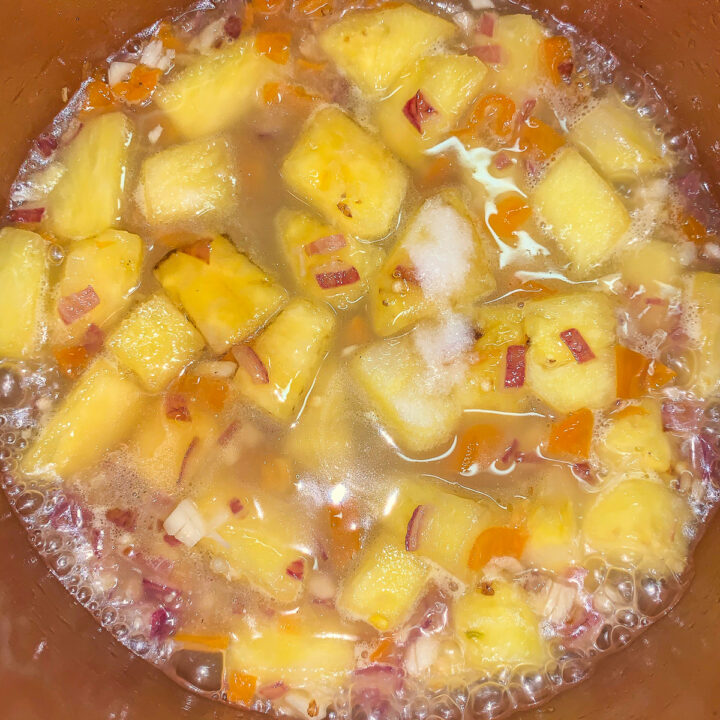 pineapple chutney in a pan