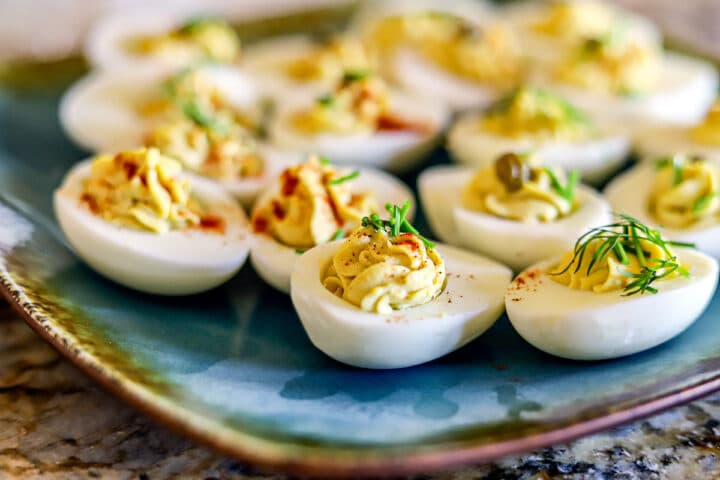 keto deviled eggs on a plate