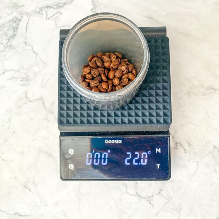 coffee being weighed on scale