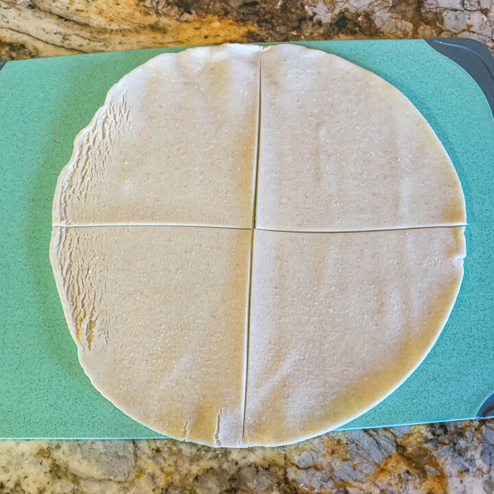 pie crust sliced in quarters
