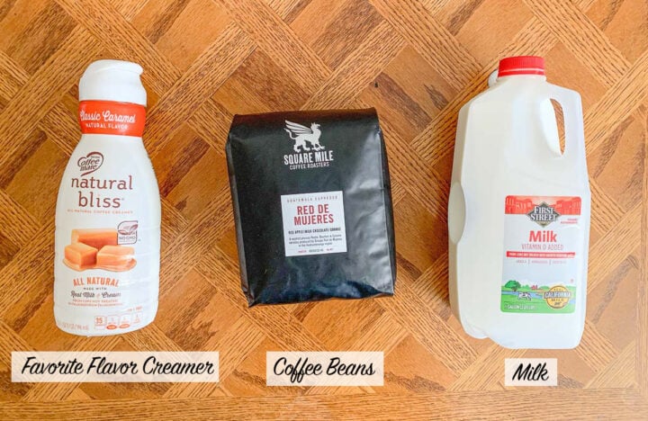 iced latte ingredients, labeled