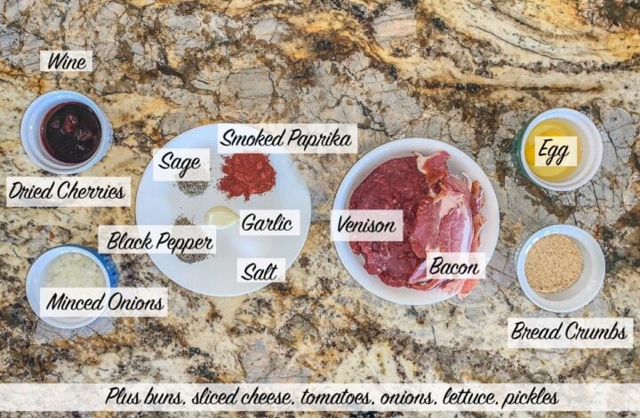 labeled venison burger ingredients