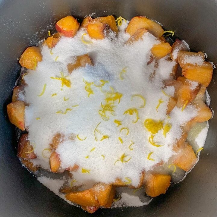 chopped peaches coved in sugar 