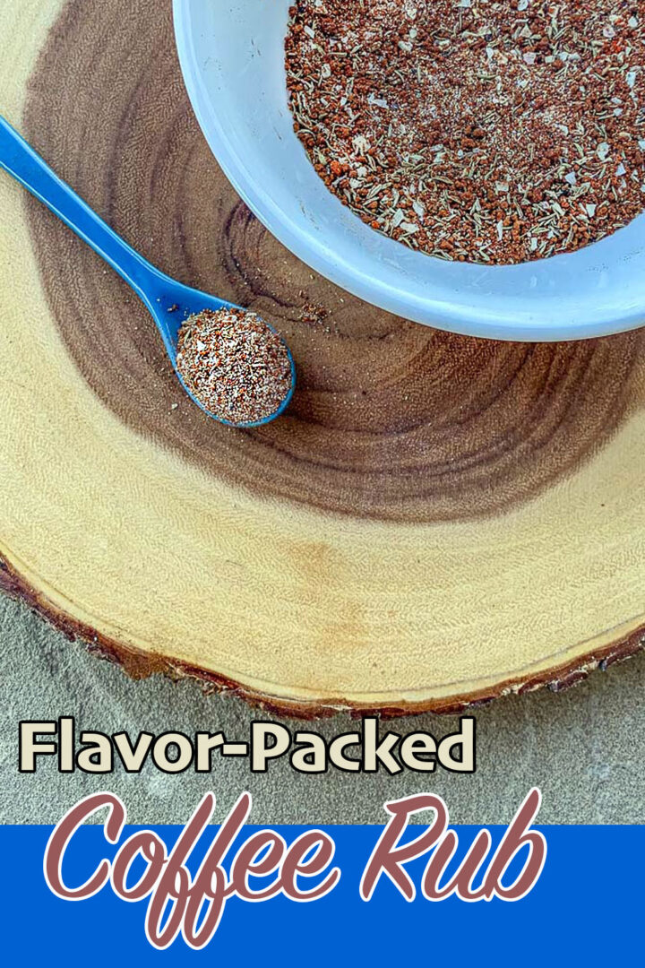 coffee rub in a bowl with a spoonful of seasoning next to it