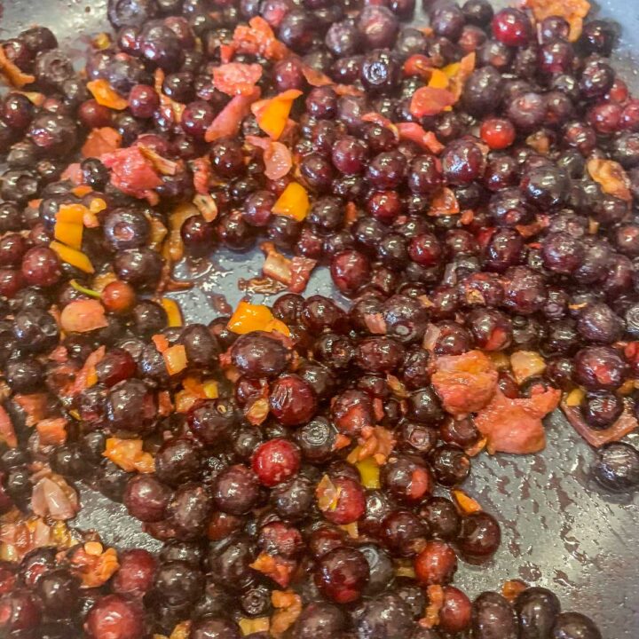 huckleberry chutney in a pan