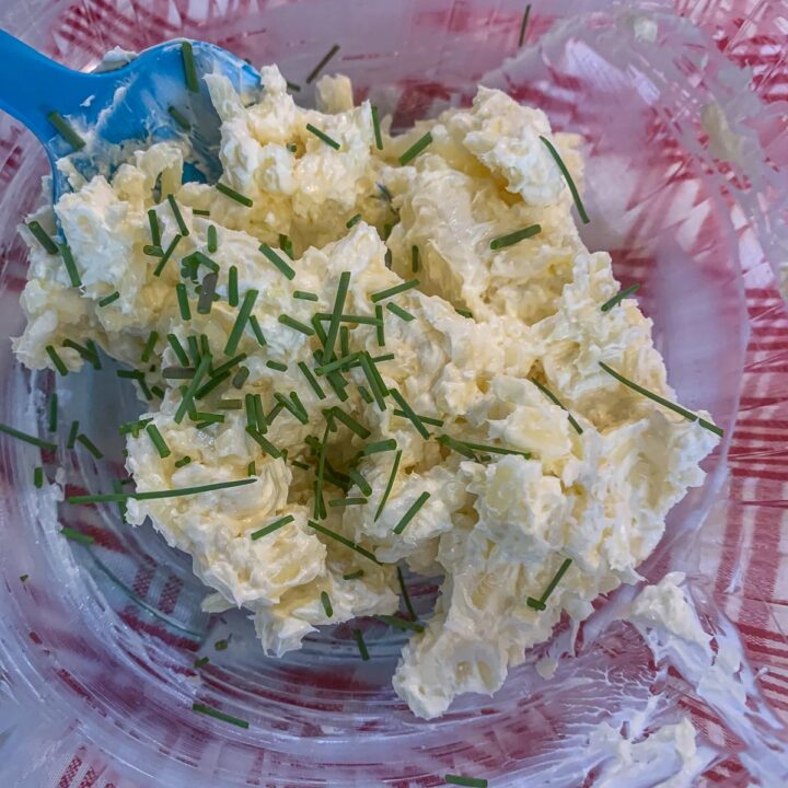 cheese and chive mix in a bowl