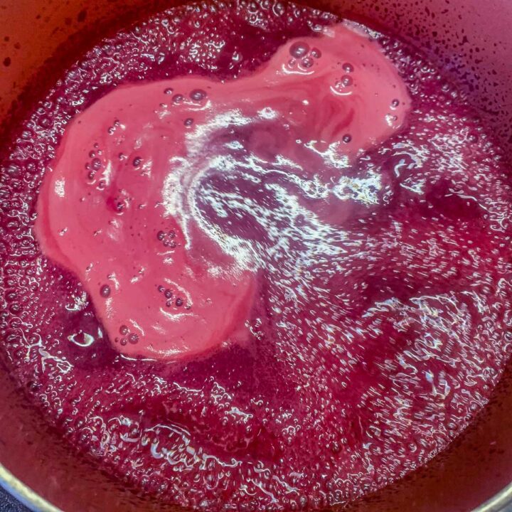 chokecherry jelly boiling