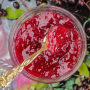 chokecherry jelly in a jar
