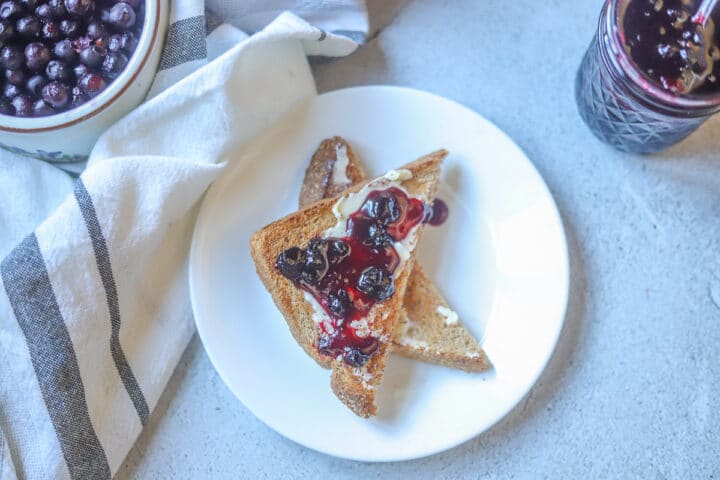 huckleberry jam on toast with more on the side