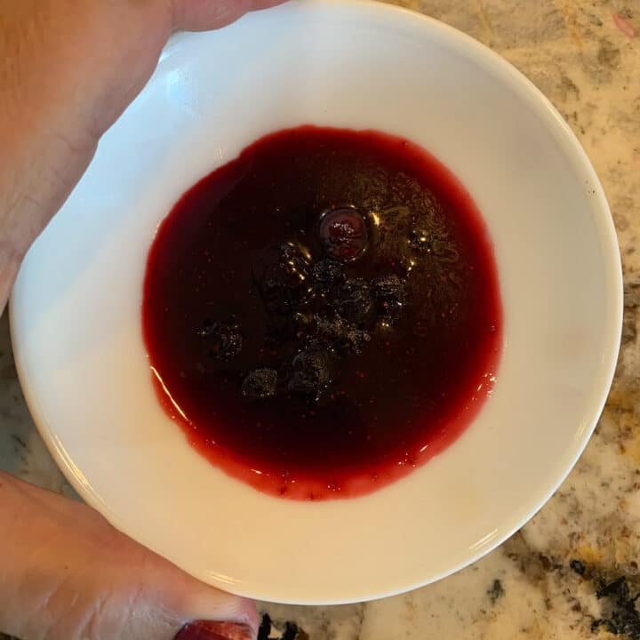 small white dish with jam in it