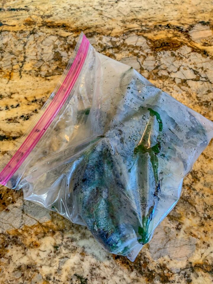 sweating peppers in a ziplock bag