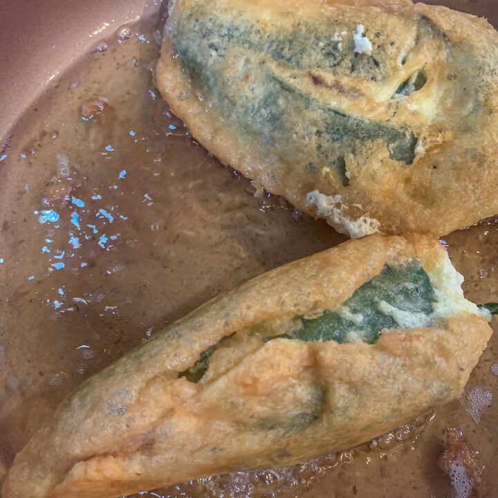 Chile Rellenos being fried