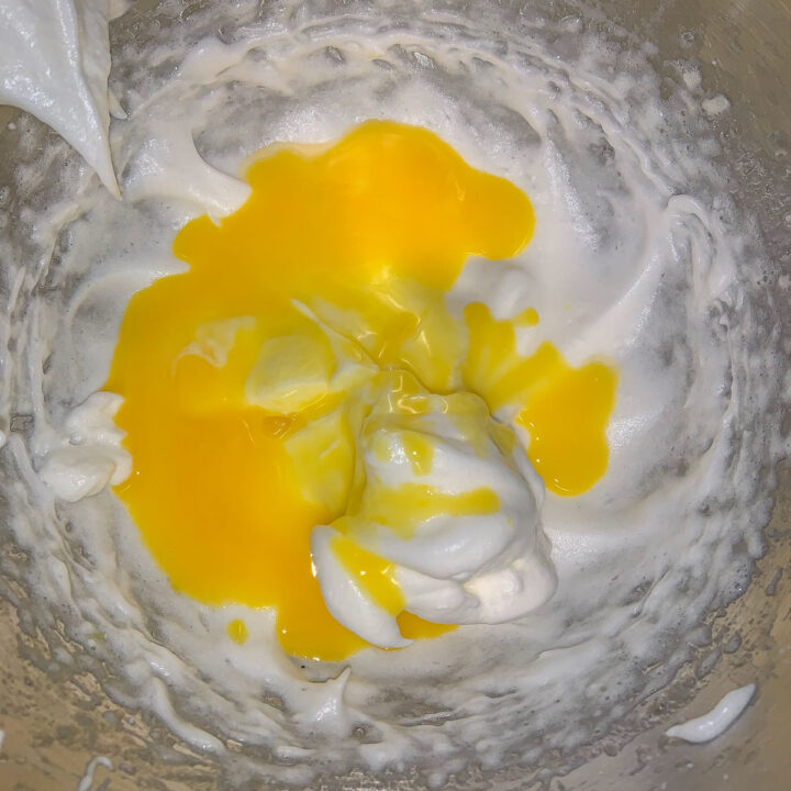 egg whites with egg yolks on top