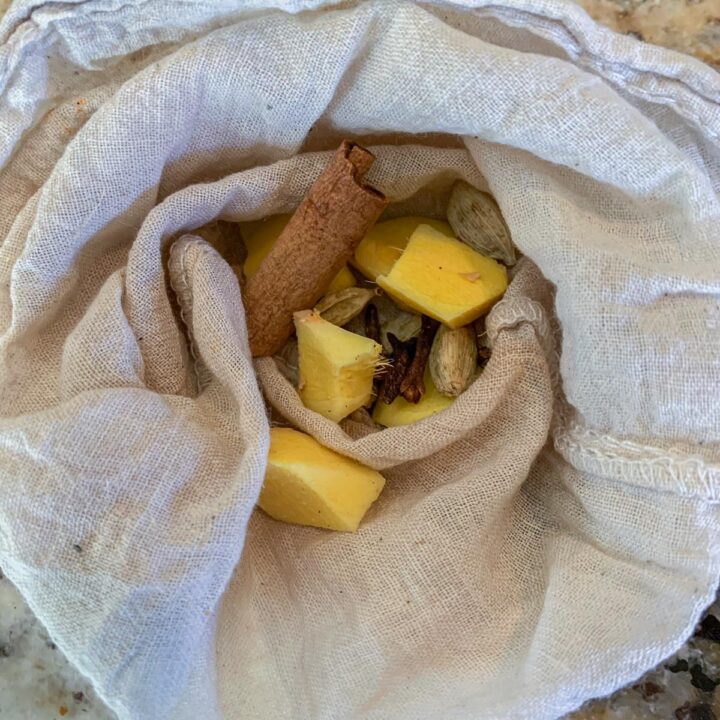ginger and spices in a soup bag