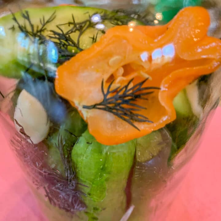 refrigerated dill pickles in a jar