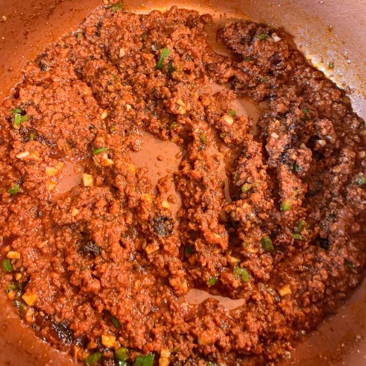 chorizo mixture in a pan