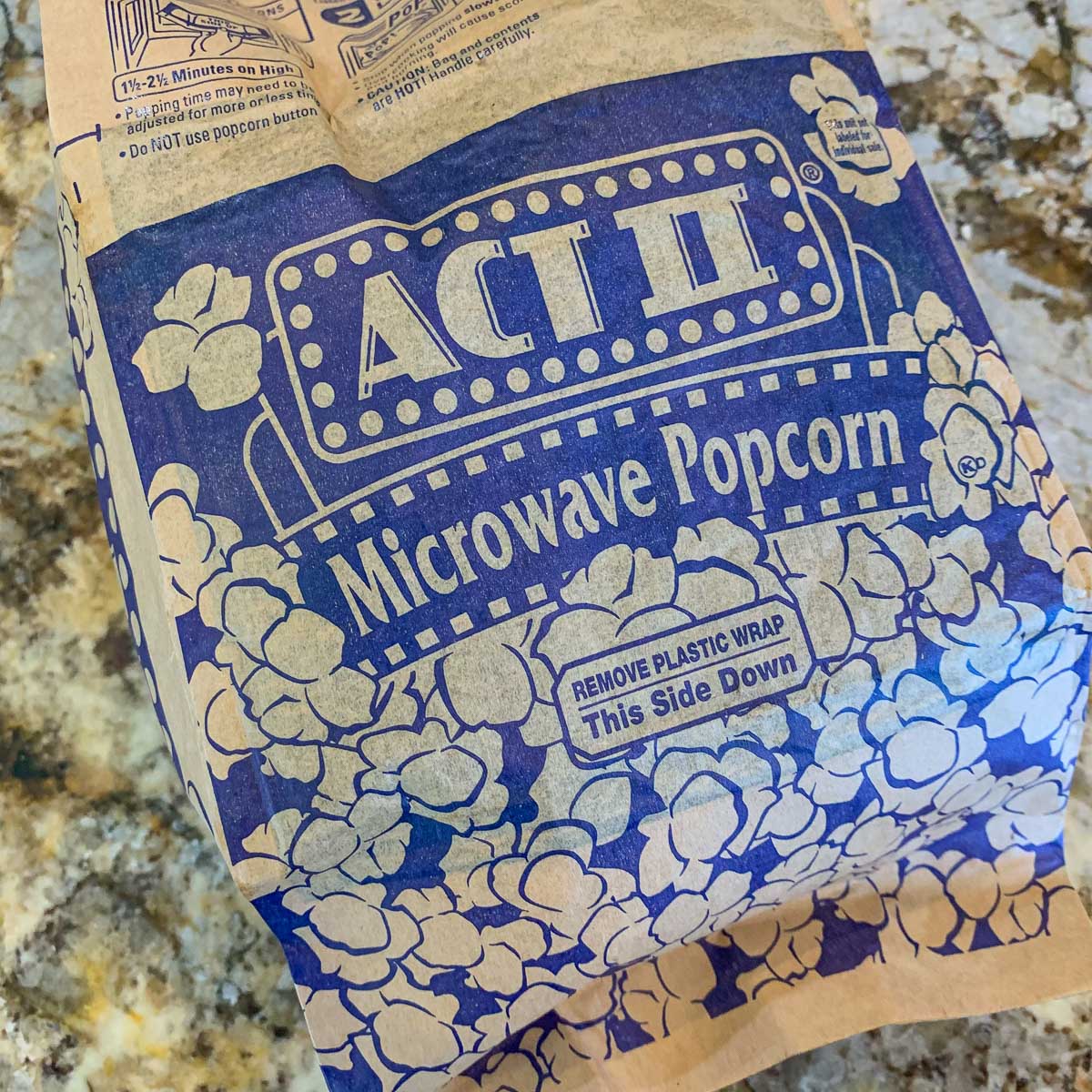 a bag of popped popcorn.