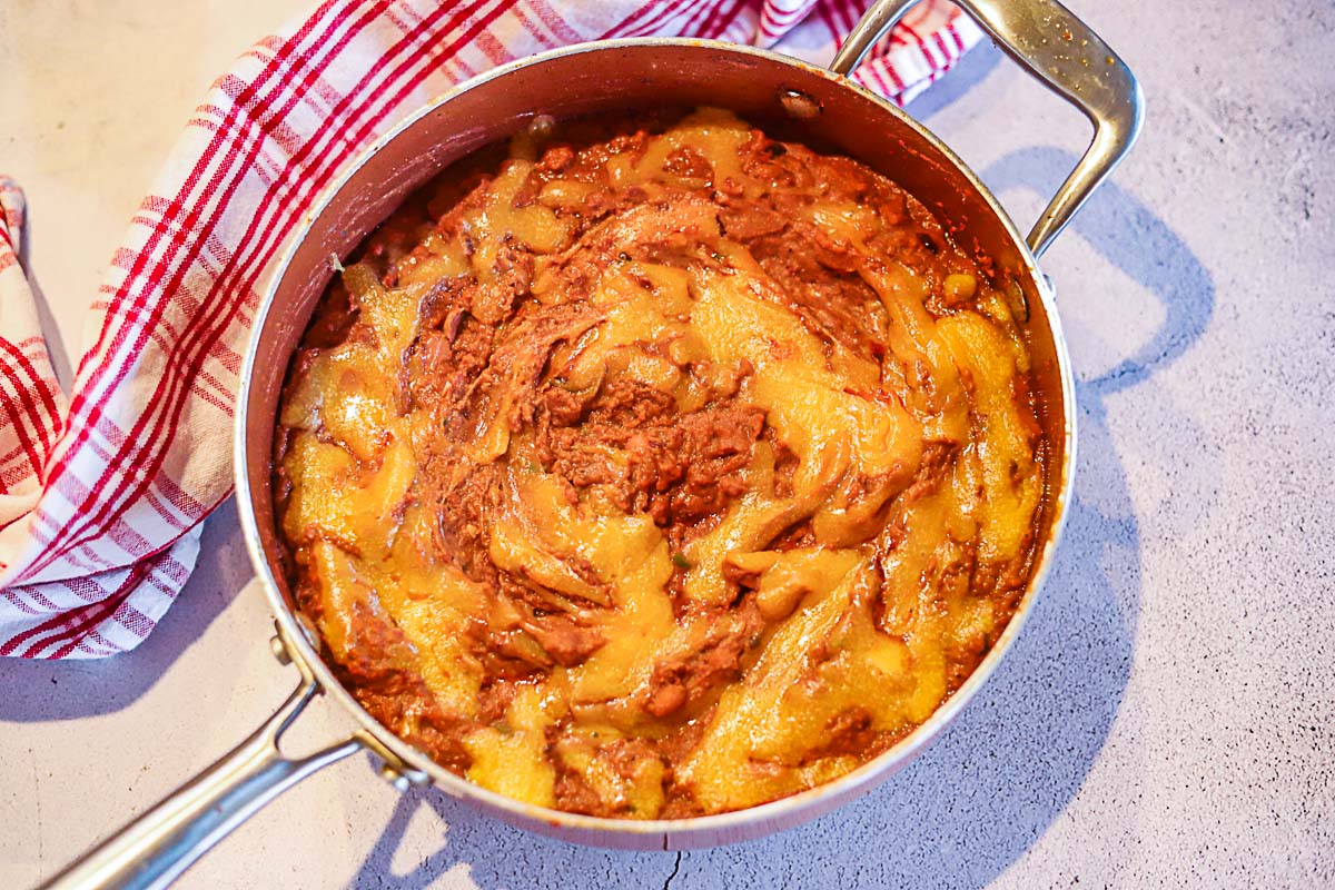 Cheesy Chipotle Chorizo Beans | Hilda's Kitchen Blog