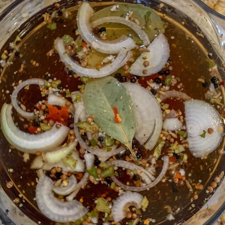  brine and spice in a large measuring cup