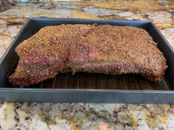 smoked brisket on a tray