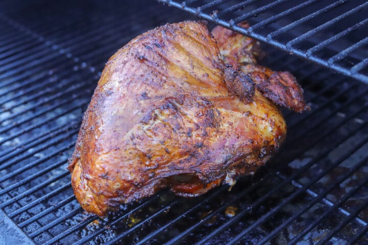 Traeger Smoked Turkey Breast on the grill