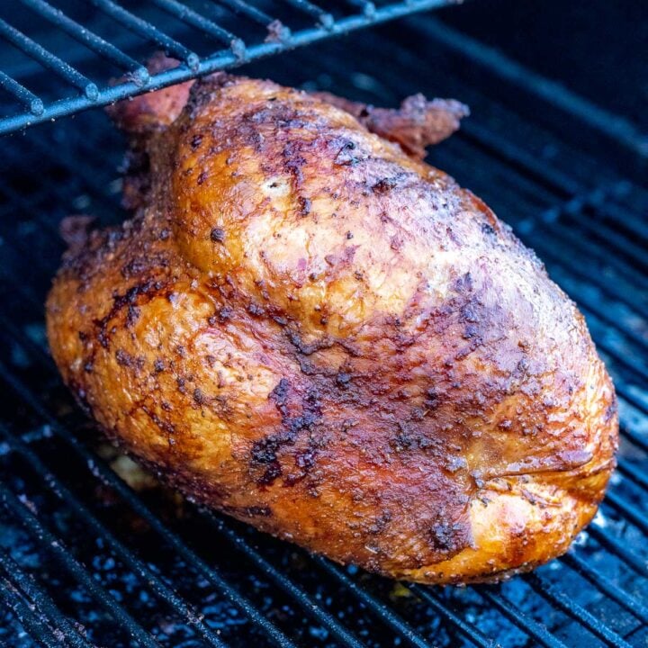 smoked turkey breast on the grill.