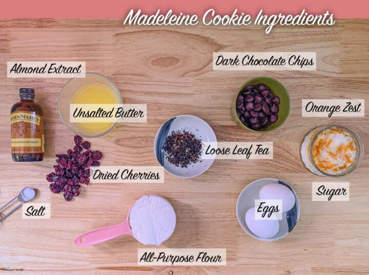 Black Forest tea infused Madeleine cookies ingredients, labeled