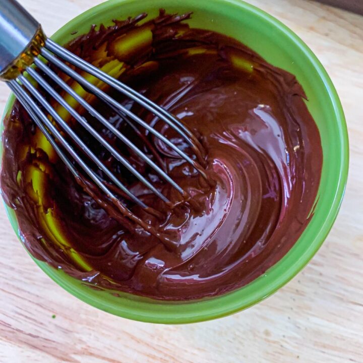 melted chocolate being whisked