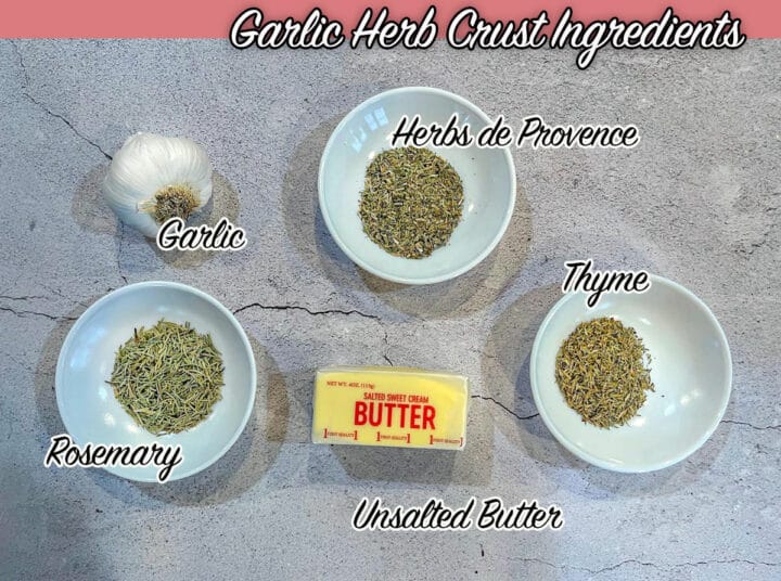 herbed butter ingredients, labeled
