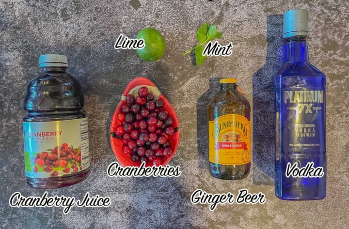 Moscow Mule ingredients.