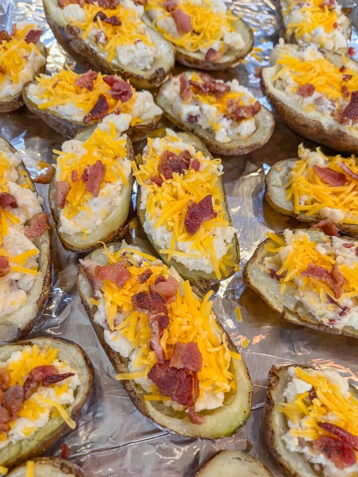 smoked potatoes with cheese and bacon