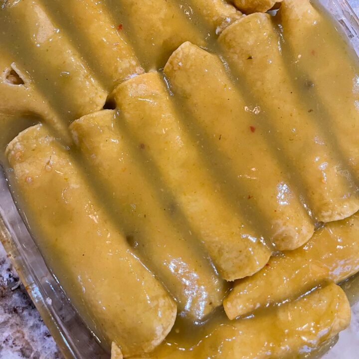 enchiladas covered in green sauce