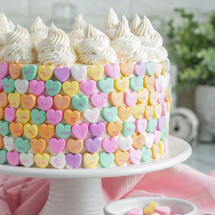 conversation hearts cake