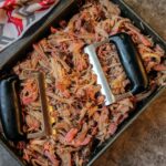 traeger pulled pork in a pan