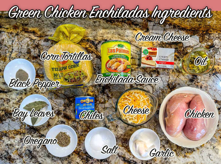 green enchiladas ingredients, labeled