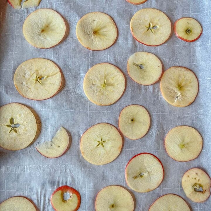 apple slices on parchment paper