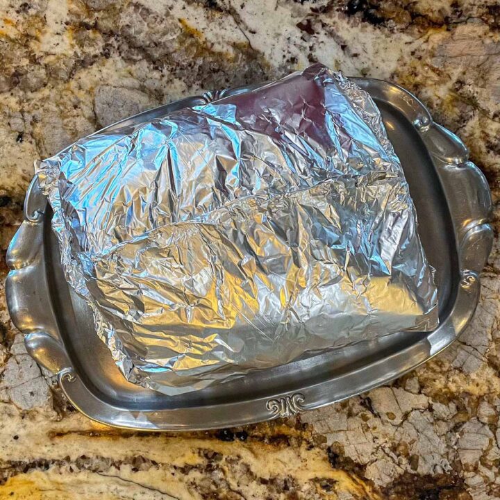 a roast covered with foil