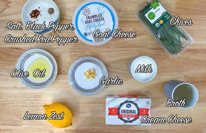 Cream Cheese Pasta Sauce ingredients, labeled