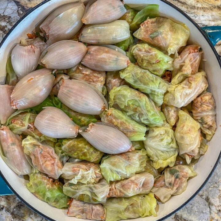 uncooked Ukrainian stuffed cabbage