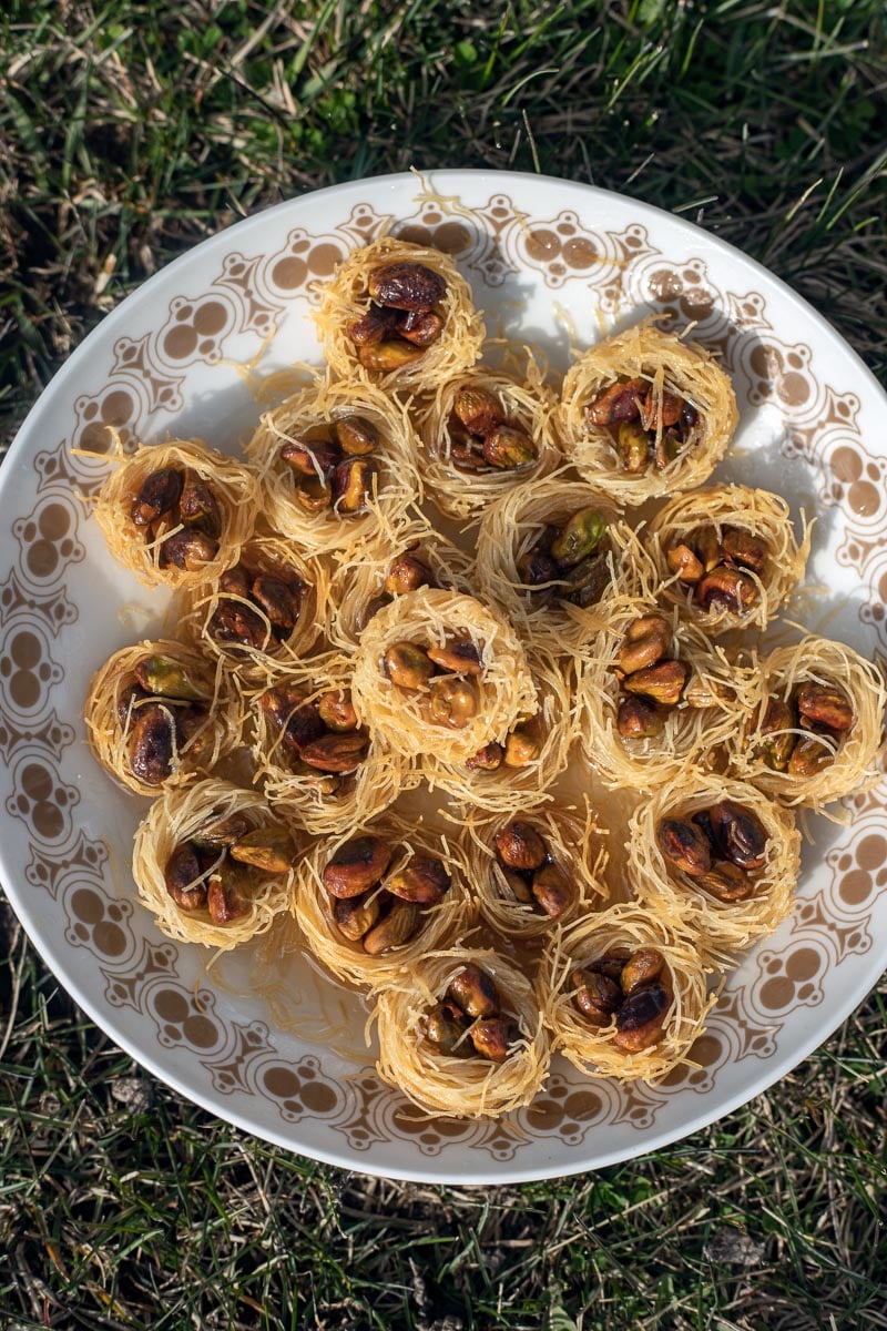 birds nest dessert recipe on a plate