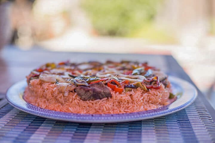 Maklouba rice with veggies