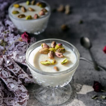 muhellebi (milk pudding ) decorated with pistachios