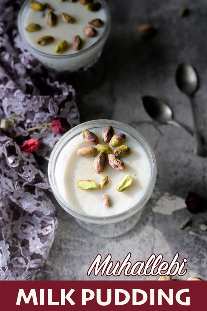 Muhallebi milk pudding cups with pistachio