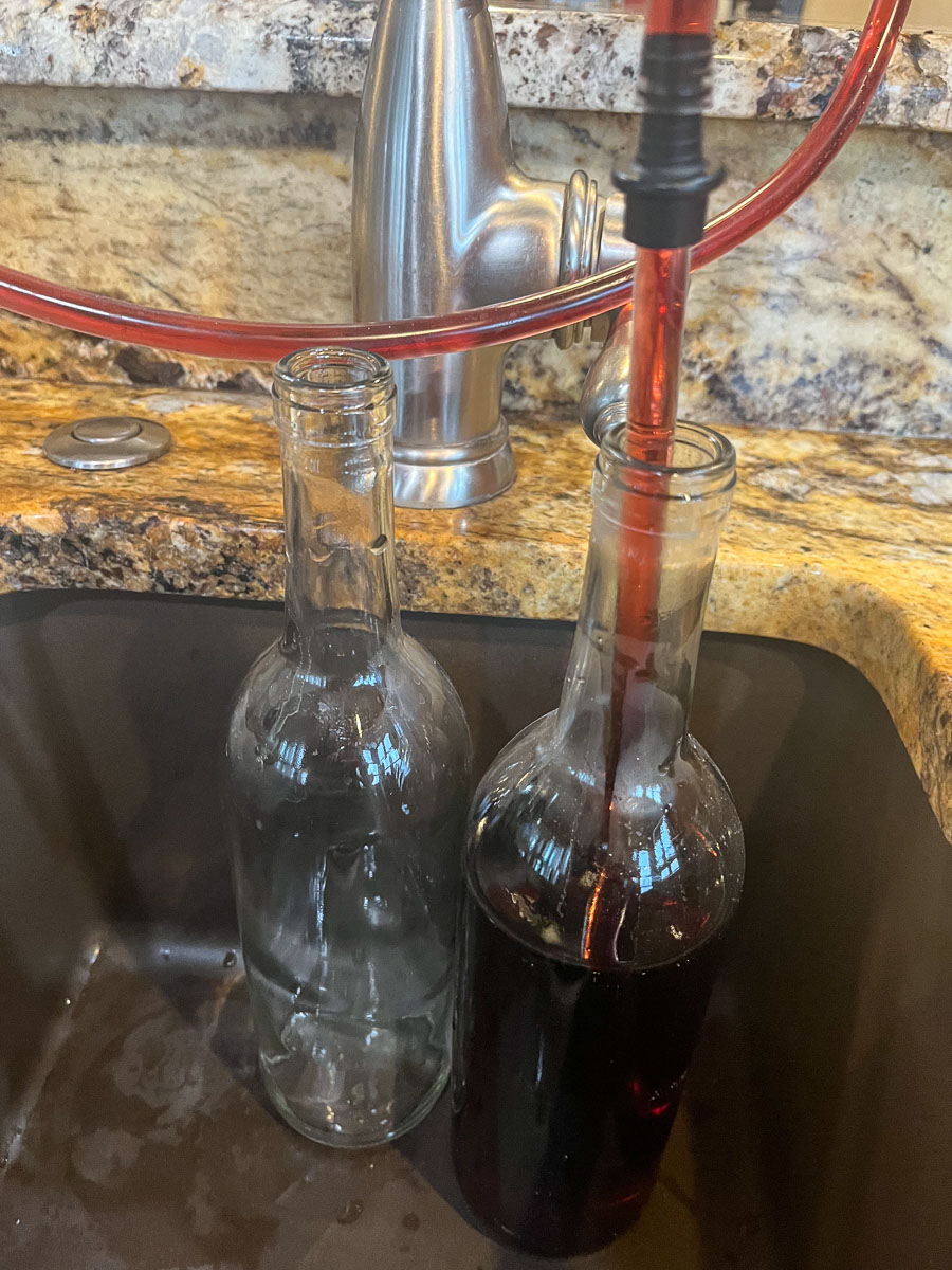 chokecherry wine being bottled