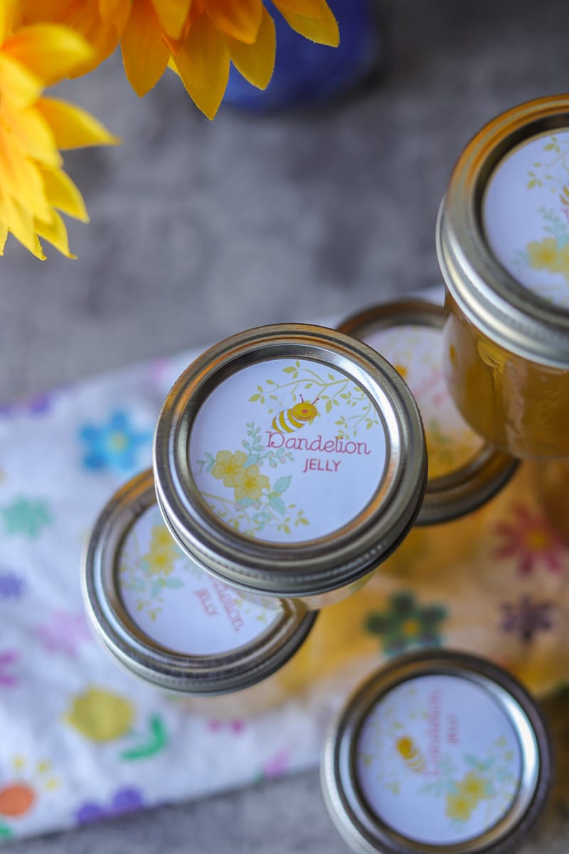 dandelion jelly recipe in jars
